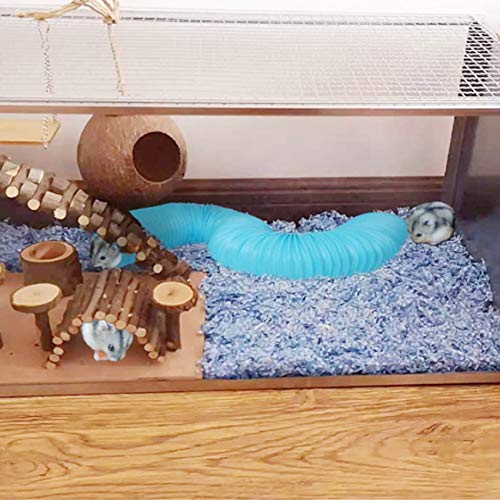 Collapsible Pet Tunnel 2 PCS Hamster Fun Tunnels | Plastic Foldable Hideaway, Exercising Training Tube Toys for Dwarf Hamster, Gerbil, Mouse, Rat and Ferrets - color: Blue
