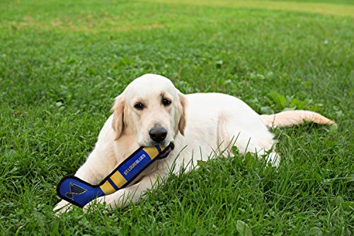 Pets First Dog Toy Tough Nylon with Inner Squeaker Licensed by NHL St. Louis Blues Hockey Stick Toy for Dogs & Cats. Play Hockey with Your Pet with This Licensed Dog Tough Toy - color: St. Louis Blues, style: NHL Dog Tug Toy