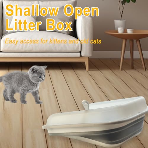 Low Entry Kitten Litter Box Collapsible Shallow Litter Box | Senior Cats Anti-Splashing Kitty Training Open Potty Pan Scoop Leak-proof pedal Cat Toilet No Smell Easy Clean - color: Blue, size: Large