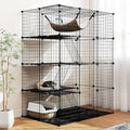 Tangkula Cat Cages Indoor, 56" Large 4-Tier Cat Enclosure with Skylight, Hammock, 3 Ladders, Detachable Metal Wire Kennel with 4 Lockable Doors, DIY Cat Crate & Pet Playpen Catio for 1-4 Cats - size: 43.0"L x 29.0"W x 56.0"H