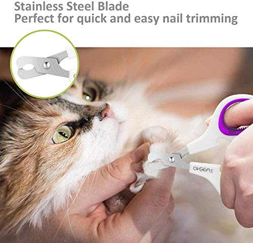 Pet Nail Clippers, Update Version Cat & Kitten Claw Nail Clippers for Trimming, Professional Pet Nail Clippers Best for a Cat, Puppy,Rabbit, Kitten & Small Dog,Sharp & Safe (Purple) - color: Purple