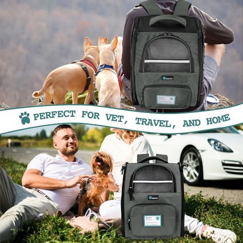PetAmi Dog Backpack Carrier for Small Large Cat, Pet, Puppy, Ventilated Pet Hiking Backpack Travel Bag, Airline Approved Cat Backpack Carrier, Camping Biking Dog Bag Up to 18lbs Pet, Dark Grey - color: Dark Gray