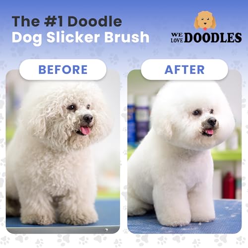 Slicker Brush for Dogs, Pet Grooming Brushes for Doodles & Poodles, Small | Best Brush For Long Haired Dogs, Dematting Comb & Deshedding Tools For Goldendoodle Coats, Puppy Matting Grooming Supplies - size: Small Slicker Brush