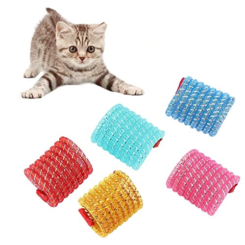 WishLotus Cat Spring Toys, 5pcs Cat Toys for Indoor Cats Colorful and Interactive Telescopic Funny Cat Jumping Toy Flexible & Coil Spiral Springs Kitten Chew Toys
