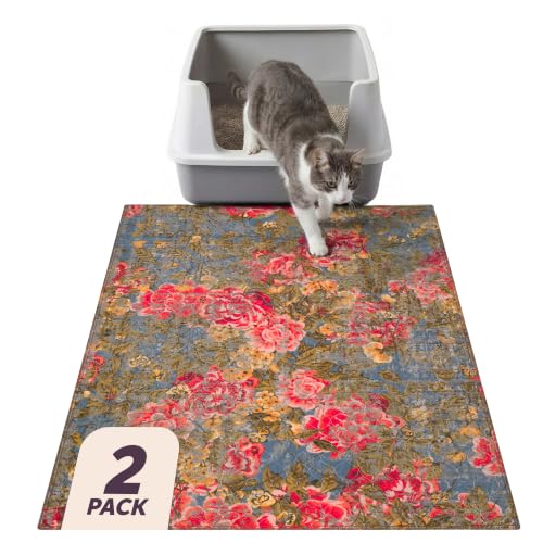 Lovewag Cat Litter Mat, Litter Box Mat, Heirloom Rose, 36x48, 2 Pack | Washable litter mat cover, kitty litter mat & cat mat for litter box, litter trapping mat, prevents tracking, multi-cat - color: Heirloom Rose, size: 36x48 inches (Pack of 2)