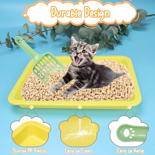 7Pcs Kitten Litter Box Set, Cats Litter Box with Kitten Litter Scoop, Low Entry Litter Boxes for Kittens, Plastic Portable Shallow Litter Pan for Rabbit Guinea Pig Hamster