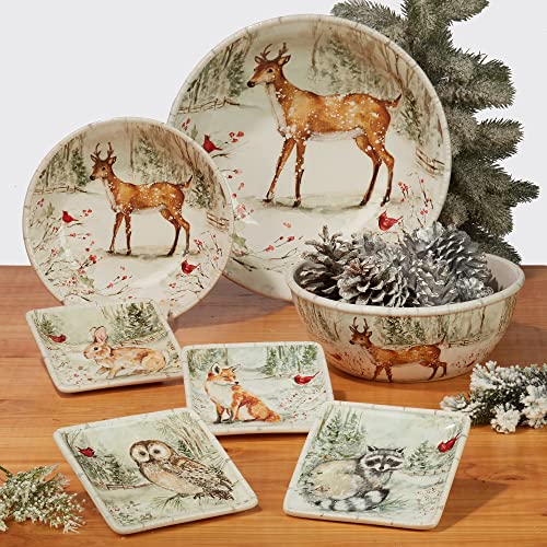 Winter’s Walk Set of 4 Ceramic Ice Cream Bowls – Perfect for ice cream, fruit, or snacks, these nature-inspired bowls feature forest animals in a tranquil snowy landscape 5.25"