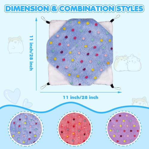 YedsIntu 3 Pcs Guinea Pig Hammock, Rat Ferret Hamster Hanging Hammock Guinea Pig Accessories for Small Animals Chinchilla Parrot Sugar Glider Ferret Squirrel (11"×11") - color: Purple, Blue, Red