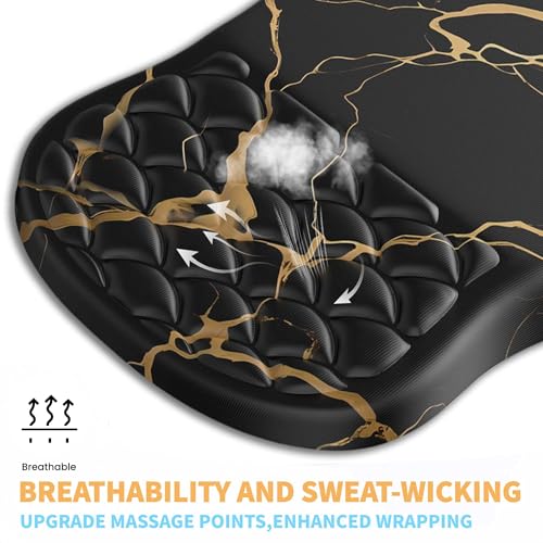 Ergonomic Mouse Pad Wrist Support,Black Barble Wrist Rest Mousepad for Carpal Tunnel Pain Relief,Integrated Memory Foam Slope Massage Bulge Design - color: S-01