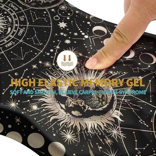 Hokafenle Ergonomic Mouse Pad Wrist Support with Massage Design, Wrist Rest Pain Relief Mousepad with Memory Foam&Non-Slip PU Base,Mouse Pads for Wireless Mouse (12x8 inch,Tarot Constellation) - color: HK008-Tarot Constellation