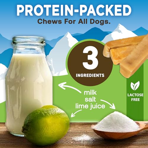 EcoKind Yak Cheese Himalayan Dog Chews, Yak Chews for Large Dogs, 4-5 Bones | 1 Lb, Long Lasting for Aggressive Chewers, Only 3 Ingredient Natural High Protein Dental Dog Treats, No Additives or Lactose