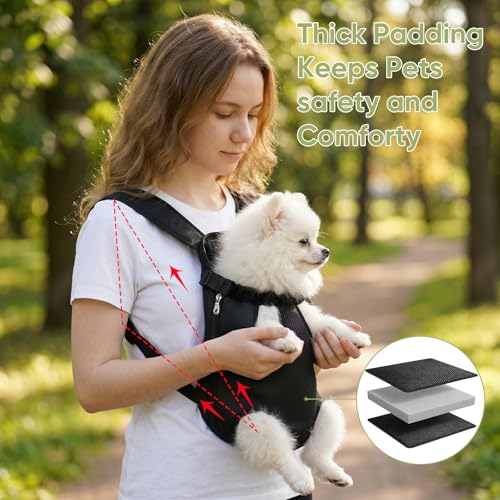 Upgraded Dog Carrier Backpack,Breathable Mesh,Portable Foldable Cat Carrier Sling for Hiking/Camping,Adjustable Legs Out Pet Front Carriers Travel Bag for Small Dogs,Puppy,Cat,Rabbit,Black - color: Black-1