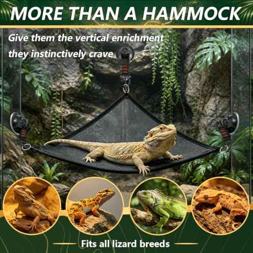 Bearded Lizard Hammock - Breathable mesh Hammock, Suitable for use by Lizards, Salamanders, Chameleons, Geckos, Snakes and Chameleon-Like Animals.