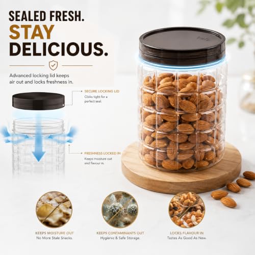 Cello Checkers Plastic PET Canister Set, 18 Pieces, Clear