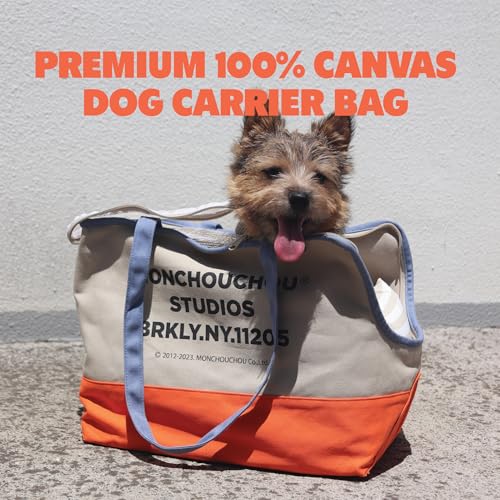 Dog Tote Bag for Small Dogs 4–20 lbs with Safety Leash, Purse Carrier,Beige | safety leash hooks, removable cushion cover, and flat support base for comfortable everyday travel and hands-free carrying. - color: Brooklyn-BG