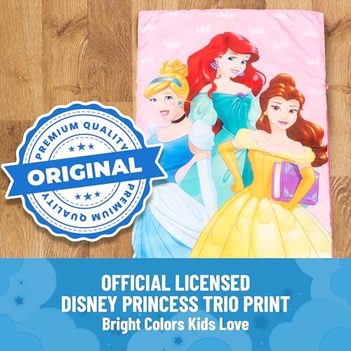 Jay Franco Disney Princess Trip Slumber Sack - Cozy & Warm Kids Lightweight Slumber Bag/Sleeping Bag - Featuring Ariel, Belle, and Cinderella - color: Multi - Princess