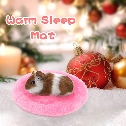 BWOGUE Hamster Bed, Round Velvet Sleep Pad for Guinea Pigs and Rats, 8.7 in | Round Mat for Small Pets, Soft Velvet Comfort, Machine Washable, Cage and Home Use, Hamsters Guinea Pigs - color: Rose Red