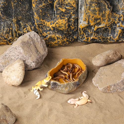 IBWell 5 Inch Reptile Food Dish Escape Proof Reptile Feeding Dish Resin Reptile Water Food Bowl for Bearded Dragon Chameleon Frog Snake Turtle Leopard Gecko - size: 5"