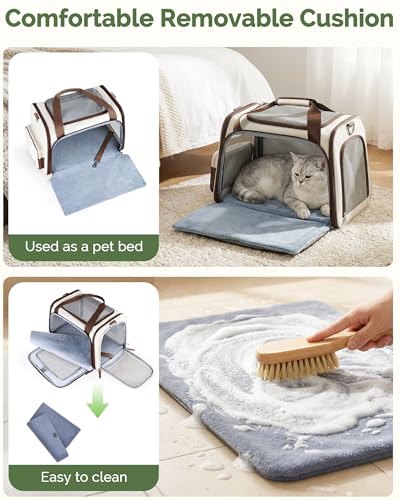 Homespon 34.5L Soft-Sided Cat Dog Carrier, Airline Approved Pet Bag | Collapsible Travel Bag with Removable Bed for Small Dogs & Cats - color: Brown