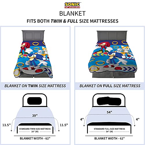 Franco Kids Bedding Super Soft Plush Micro Raschel Blanket, 62 in x 90 in, Sonic The Hedgehog - color: Sonic the Hedgehog, size: 62 in x 90 in