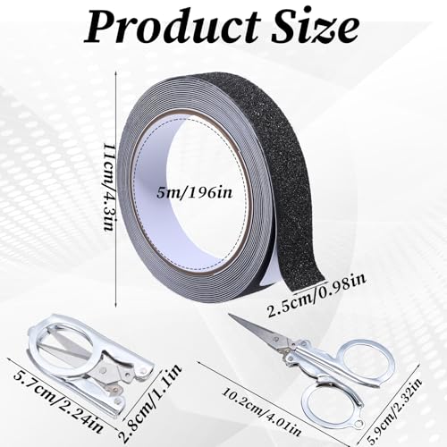 16.4 Ft Sandy Trimmer Strip with Foldable Scissor, Anti-Slip Traction Tape Sandy Track for Small Pet Exercise Wheel, Hedgehog Wheel Hamster Running Wheels for Gliders, Squirrels, Guinea Pigs (Black)