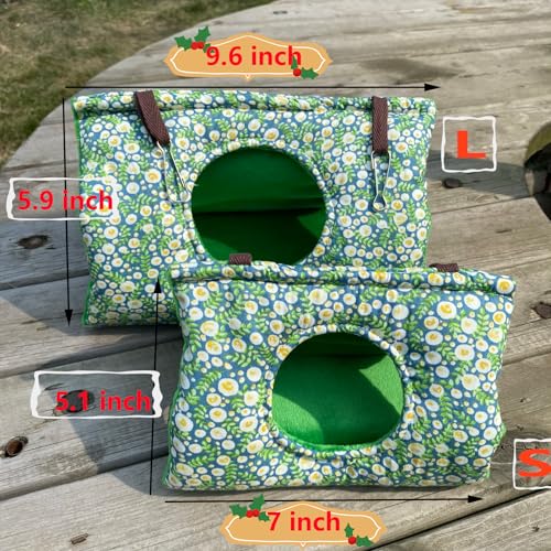 Large Winter Warm Bird Nest House Cockatiel Bed for Cage Hanging Hammock | Fluffy Parrot Bedding Snuggle Hut with Pad,Parakeets House Sleeping Hideaway,Small Medium Parrots Lovebirds Quaker - size: Large