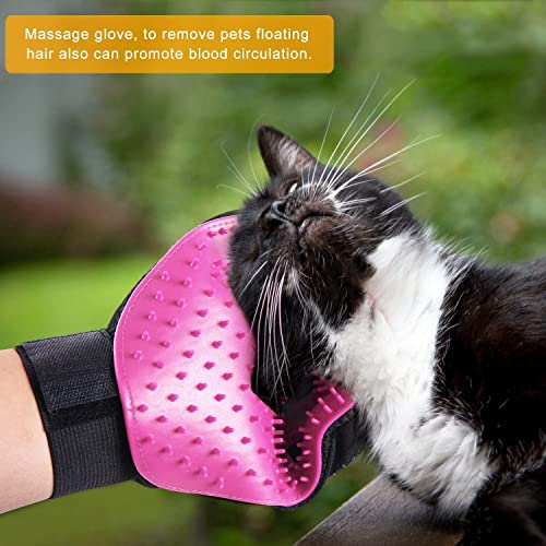 BYETOO Pet Dog Cat Grooming Glove with 261Tips,Gentle Deshedding Brush Glove,Efficient Pet Hair Remover Mitt,Massage Tool with Enhanced Five Finger Design,for Dog,Cat,Rabbit,Horse with Long/Short Fur - color: Pink