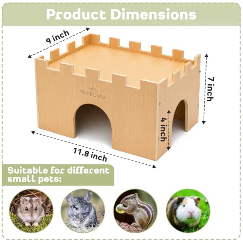 Guinea Pig Castle, Sturdy Wooden Guinea Pig Hideout, Cage Accessories, Wooden Chew Resistant House for Small Animals, Hamsters, Rats, Chinchillas, Playing, Hiding, Exercising