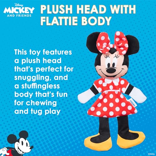Disney for Pets Minnie Mouse Plush Squeaker Dog Toy, 13.5 Inch | Flattie crinkle body design, officially licensed Disney product, inspired by Minnie Mouse, playful design - color: Minnie Mouse Plush, size: 13.5 Inch