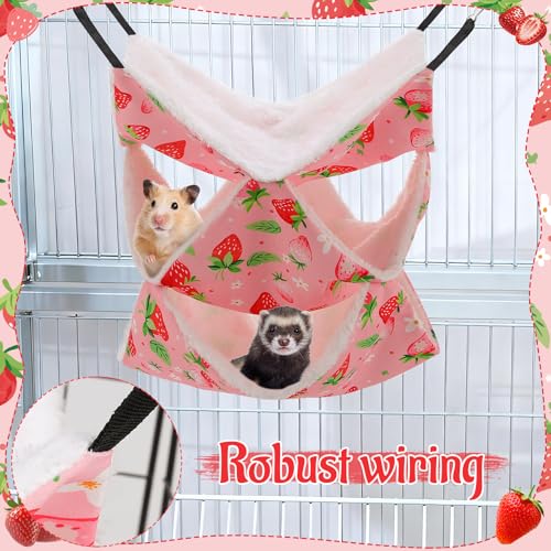 2 Pcs Guinea Pig Ferret Hammock Set, 3 Tier Hammock, Tunnel Bed | Small Animal Cage Accessories , Easy Installation, Suitable for Hamster Sugar Guinea Pig Ferret Squirrel Chinchilla