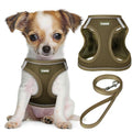 No Pull Dog Puppy Harness and Leash Set Reflective Mesh Vest Large - color: Army green, size: Large (Pack of 1)