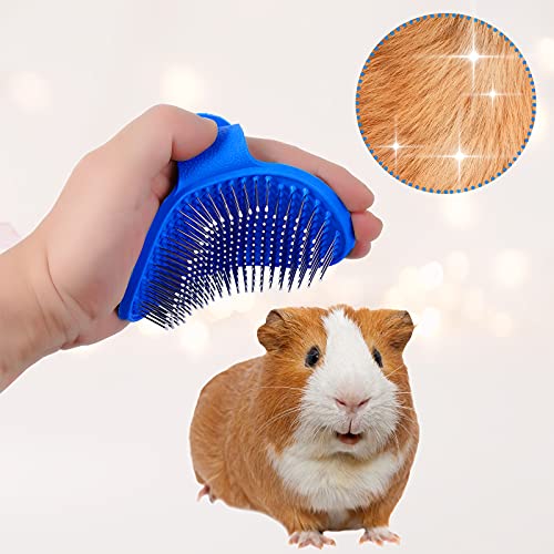 Patelai 4 Pieces Bunny Grooming Kit Rabbit Nail Clipper Rabbit Brush Hair Remover Shampoo Brush with Adjustable Ring Handle for Rabbits Guinea Pig Hamsters Puppy Kitten Hamster Ferret(Blue) - color: Blue