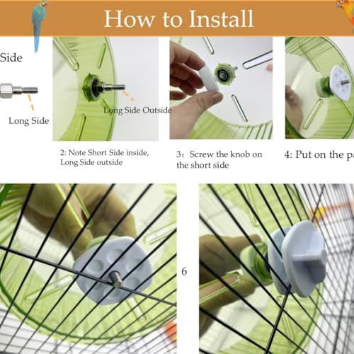Birds Running Wheel Exercise Toys, Parrot Hamster Exercise Wheel Toy, Quiet Running Wheel for Parrots Bird Parakeets Hamster Guinea Pig Budgie Lovebird and More (Green)