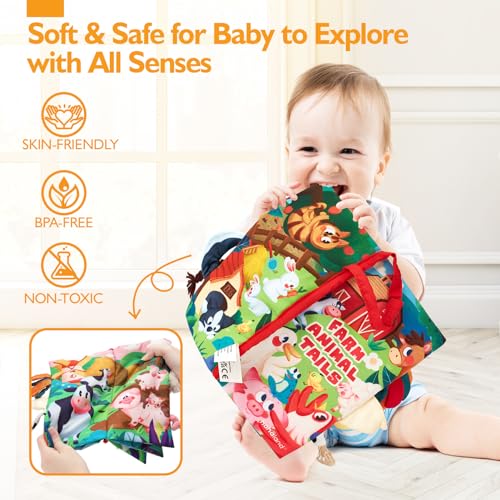 hahaland Baby Books 0-6 Months, Infant Tummy Time Sensory Toys | Touch Feel Book Gifts for Boy Girl 0-3-6-12 Month Baby Shower Birthday Easter Basket Stuffers 1PCS - style: B - Farm - 1 Book