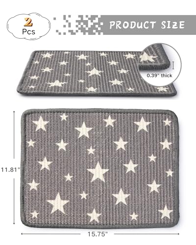 JanYoo 2pcs Rabbit Scratcher Mat Natural Sisal Bunny Scratch Pads Scratching Rug Bunny Resting Mats for Cages, Small Animal Claws and Teeth Care Bedding Accessories for Guinea Pig (15.7x11.8in, Star) - color: 1-Star
