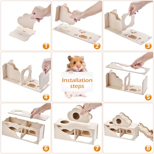 3-in-1 Hamster cage Accessories with Wave Climbing Ladder, Cloud nest, Small House, Maze Tunnel, Suitable for mice, Sand Rats, Hairy Footed mice, Golden Bears, Dwarf Hamsters, Small Pets Toys
