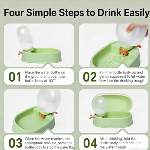 Portable Pet Water Bottle & Bowl, 17oz Leak - Proof Travel Dispenser for Outdoor Walking, Hiking(Green)