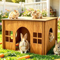 Wooden Guinea Pig Hideout, Small Animal Houses Habitats,Large Hideout House for Small Rabbit Chinchilla Gerbil, Sturdy Hamster Hideout Bed Hutch Bunny Cage - color: Brown Style 1, size: Medium