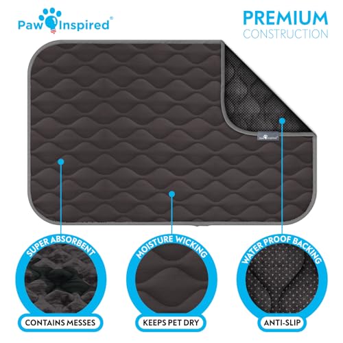Paw Inspired Washable Padded Crate Mats for Dogs, Gray, 47x29 Inch | Fits 48-inch Kennels, Leakproof, Waterproof Bottom, Plush Dog Pad, Pet Bed - color: Gray, size: 48 Inch
