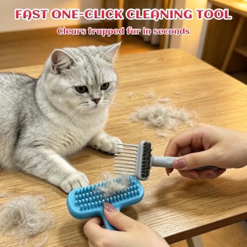 3PCS Rabbit Brush, Bunny Grooming Comb & Soft Silicone Small Pet Brushes | with Grey Cleaning Brush, Small Animals Massager Cat Shedding Brush Pet Hair Remover Dog Combs for Kittens Puppies