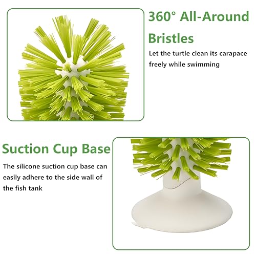 Turtle Brush with Suction Cup-Tortoise Shell Cleaner&Scratch Tool for Turtle Tanks-Aquatic Turtle Tank Accessories(3Pcs)