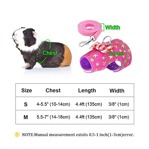 Stock Show Small Pet Outdoor Walking Harness Vest and Leash Set with Cute Bowknot Decor Chest Strap Harness for Rat Ferret Squirrel Hamster Clothes Accessory, Red Plaid