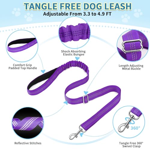 SlowTon No Pull Small Dog Harness and Leash Set with Front Clip | Soft Padded, Neck & Chest Adjustable, Lightweight, Anti-Twist, Puppy Vest Harness Pet Lead Combo for Small Medium Dog, PU XXS - color: Purple, size: XX-Small