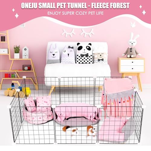 Guinea Pig Tunnel, 2-Way Tunnel for Guinea Pig, Hamster and Other Small Pets, Zip Design for Use and Storage, Pure Pink and Grey - color: Pink and Grey