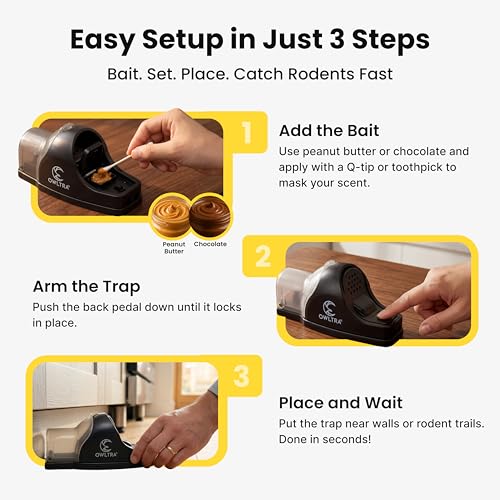 OWLTRA in-/Outdoor Safe Tunnel Snap Mouse Trap 2PCS, Instant Eliminate Rodent Snap Trap with Clear Tunnel Entry, Touch-Free Release, and Powerful Snap, Black, TST-217 - size: 2 Pack, style: Tunnel Snap Trap