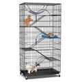 Large Cat Cage, 72 Inch 6-Tier Cat Playpen with Wheels Indoor Outdoor | 36x22x72” multi-level Enclosure, 3 Doors, Removable Tray, Rolling Wheels, Hammock, Cat Playpen for Kitten & Small Animals - size: 36.0"L x 22.0"W x 72.0"H