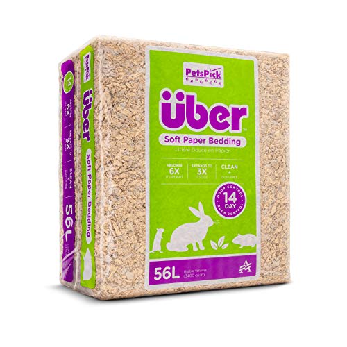 PETSPICK Uber Soft Paper Pet Bedding for Small Animals, Natural, 56L - color: Natural, size: 56L