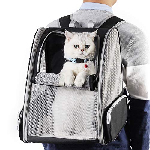Texsens Innovative Traveler Bubble Backpack Pet Carriers for Cats and Dogs (Black) - color: Black