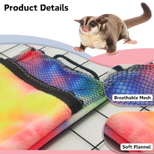2 Pcs Sugar Glider Bonding Pouch Soft Sleeping Bag with Breathable Mesh Shoulder Strap Portable Small Animal Carrier for Hamsters Gerbils Hedgehogs Marmosets Squirrels (2 Pack)