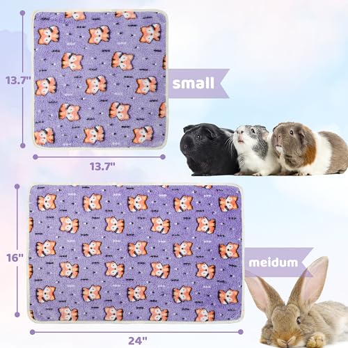 Guinea Pig Blankets 6 Pack, Soft Fleece Small Animal Cage Liners | Washable Pet Bedding Mat & Cozy Cuddle Pads for Rabbit, Hamster, Chinchilla, Hedgehog, Guinea Pig (16x24in) - color: Multi-colored, size: 16"*24"